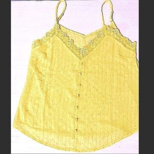 NEW Semi Sheer Buttoned Boutique Top / Cami Yellow
